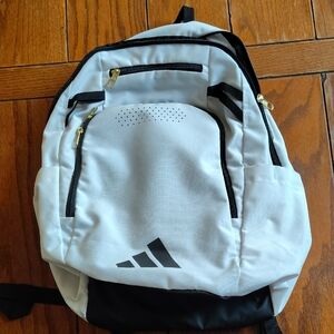 Adidas Men's Backpack in White and Black with Gold Accents
